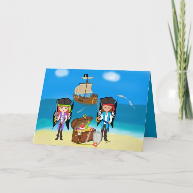 Pirates and Treasure Greeting Card (Front)