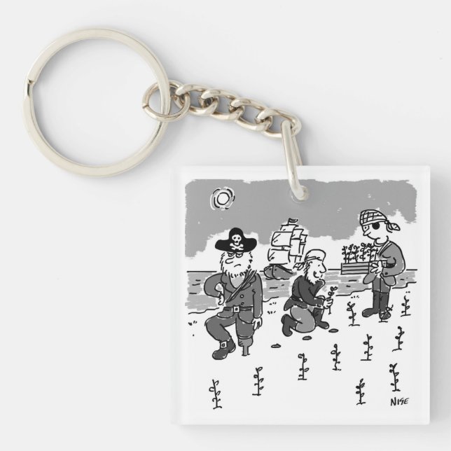 Pirates are Gardening Using a Wooden Leg. Funny Key Ring (Front)