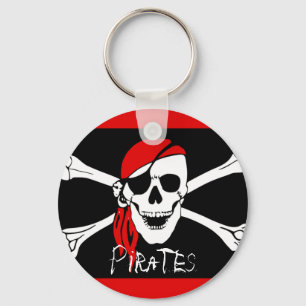 Pirates - Black and Red Pirate Skull Key Ring