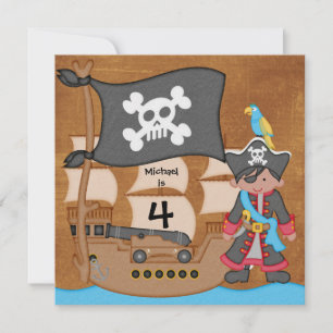 Pirates Boy Pirate Ship Birthday Invitations