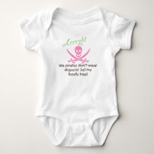 Pirates don't wear diapers skull and crossbones baby bodysuit