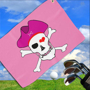 Pirates Flag & Captain Grace, Skull /Golf Games Go Golf Towel