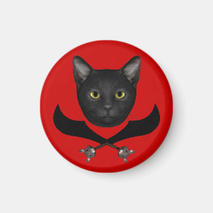 Pirates Flag Cat Magnet
