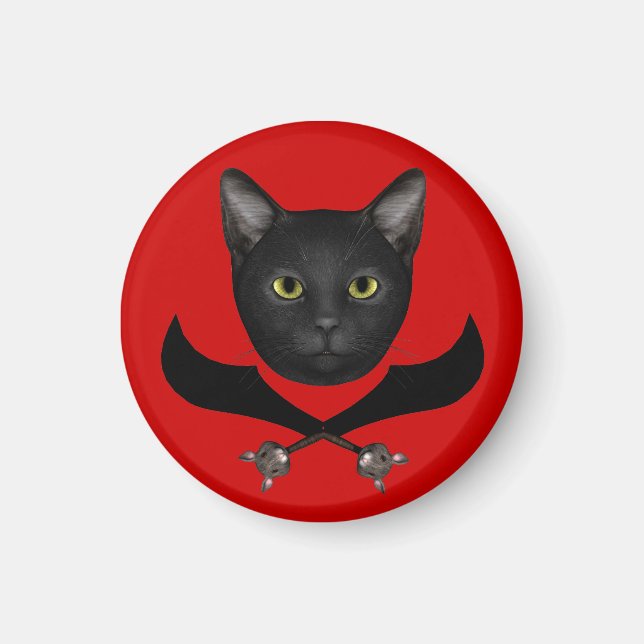 Pirates Flag Cat Magnet (Front)