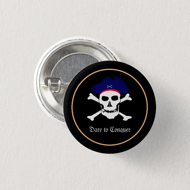 Pirates Flag & Skull in Hat, party fashion /sports 3 Cm Round Badge (Front & Back)