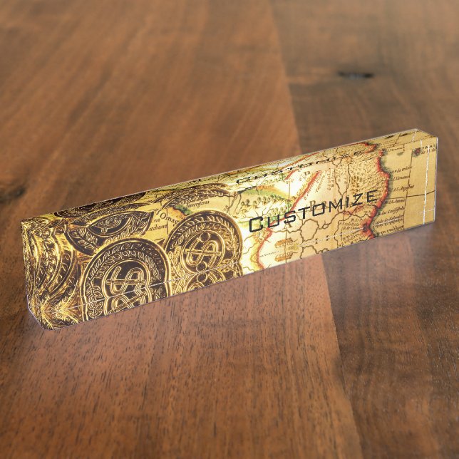 Pirates Gold Treasure Map Nameplate (Side)