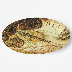 Pirates Gold Treasure Map Paper Plate