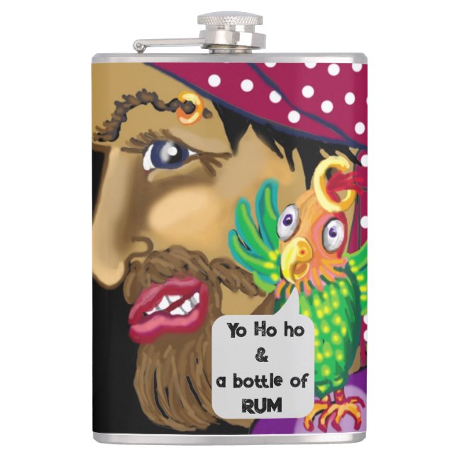 Pirate's Hot Rum Toddy recipe Caribbean coffee Hip Flask (Front)