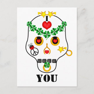 Pirates! I Love...Skull to Personalise Postcard