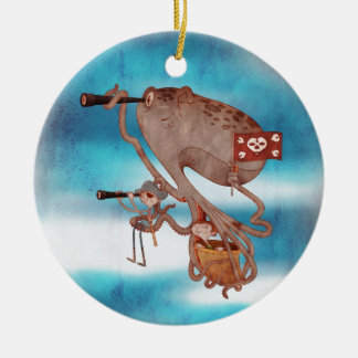 Pirates. Imagination and fantasy, cute and lovely. Ceramic Tree Decoration