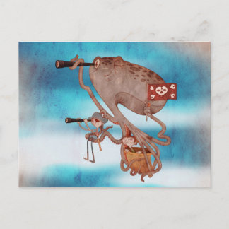 Pirates. Imagination and fantasy, cute and lovely. Postcard