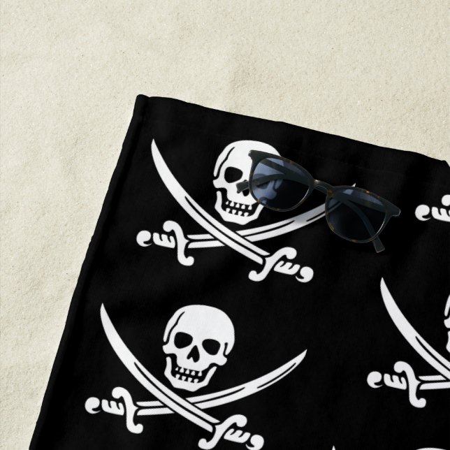 Pirates Jolly Roger Beach Towel (In Situ)