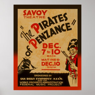 Pirates Of Penzance Vintage 1938 WPA Poster