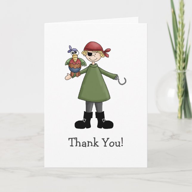 Pirates · Pirate and Parrot Thank You Card (Front)