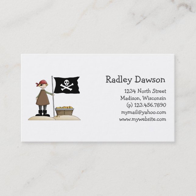 Pirates · Pirate, Flag & Treasure Business Card (Front)