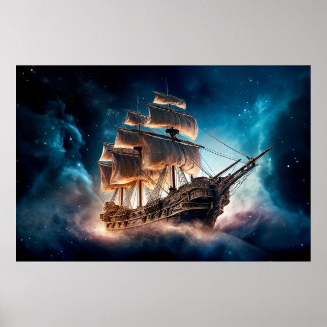 Pirates Ship Otherworldly Dimension Fantastic Art Poster (Front)
