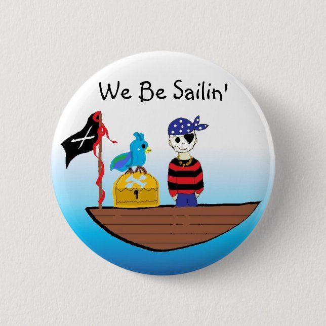 Pirates Ship With Treasure 6 Cm Round Badge (Front)