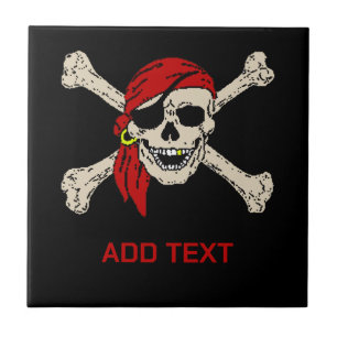 Pirates Skull personalise add text,Tile Tile