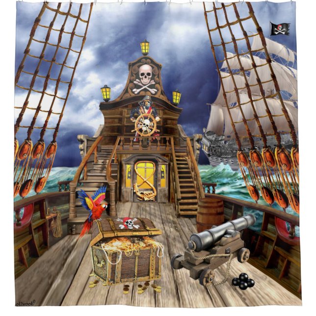 PIRATES STOLEN TREASURE SHOWER CURTAIN (Front)