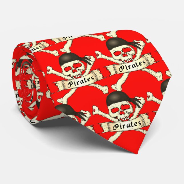 Pirates Team Mascot Football Baseball Sports Tie (Rolled)
