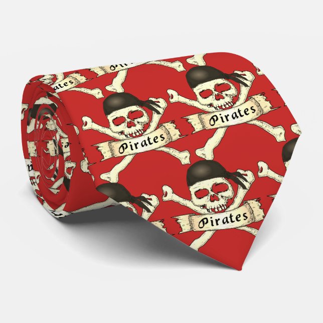 Pirates Team Mascot Football Baseball Sports Tie (Rolled)