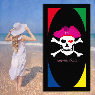Pirates towel, Captain "Grace" holiday, colourful Beach Towel