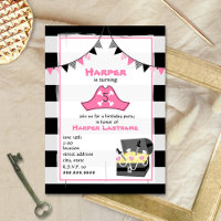 Pirate's Treasure Birthday Party Invitation - Pink