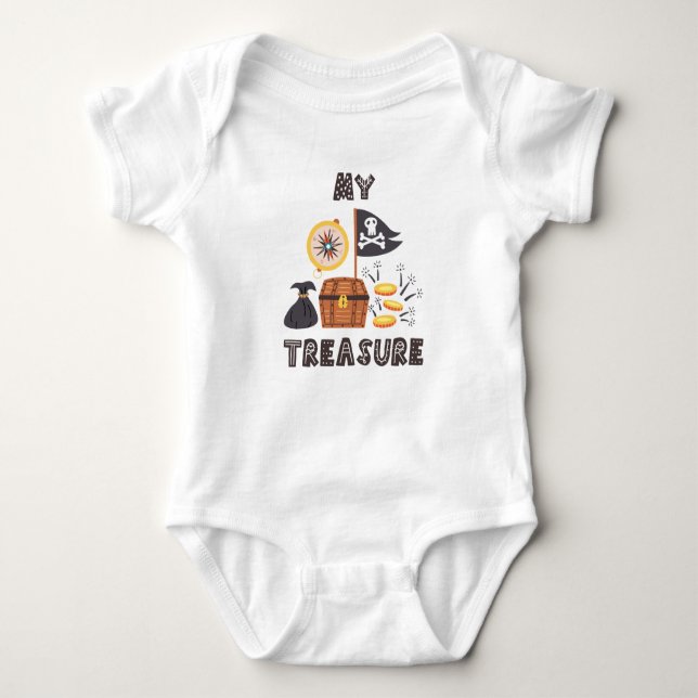 Pirate's Treasure Chest Baby Bodysuit (Front)