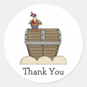 Pirates · Treasure Chest & Parrot Classic Round Sticker
