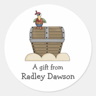 Pirates · Treasure Chest & Parrot Classic Round Sticker
