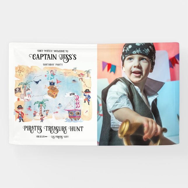 Pirates Treasure Hunt Map Birthday Welcome Sign (Horizontal)