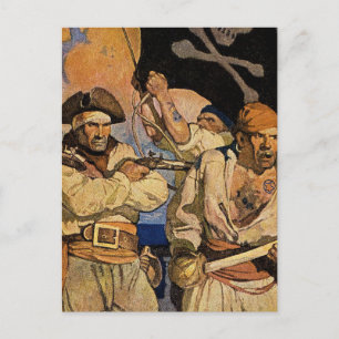 “Pirates” Treasure Island Cover by NC Wyeth Postcard