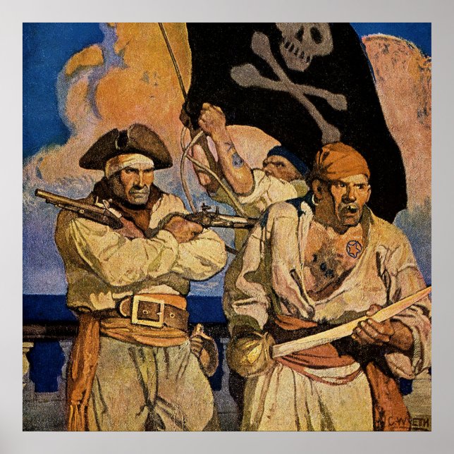 “Pirates” Treasure Island Cover by NC Wyeth Poster (Front)