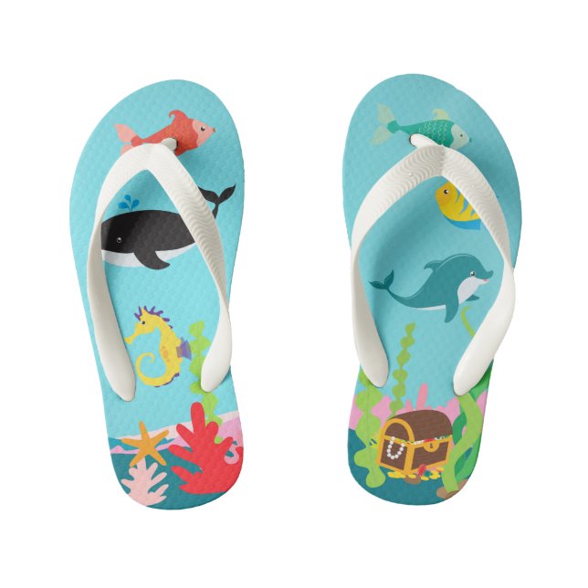 Pirate's Treasure Undersea Life Kid's Flip Flops (Footbed)