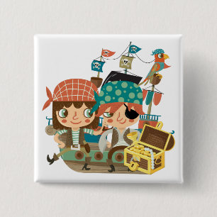 Pirates With Treasure 15 Cm Square Badge