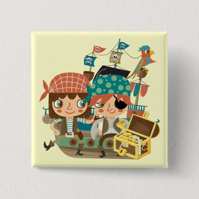 Pirates With Treasure 15 Cm Square Badge (Front)