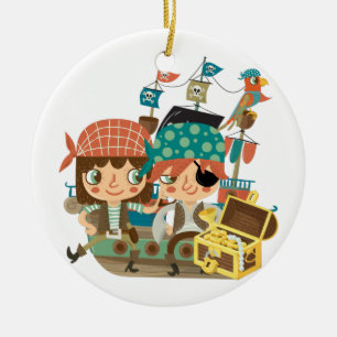 Pirates With Treasure Ceramic Tree Decoration