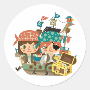 Pirates With Treasure Classic Round Sticker