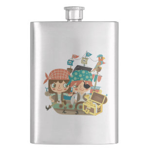 Pirates With Treasure Hip Flask