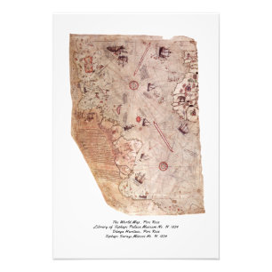 Piri Reis Old World Map Photo Print