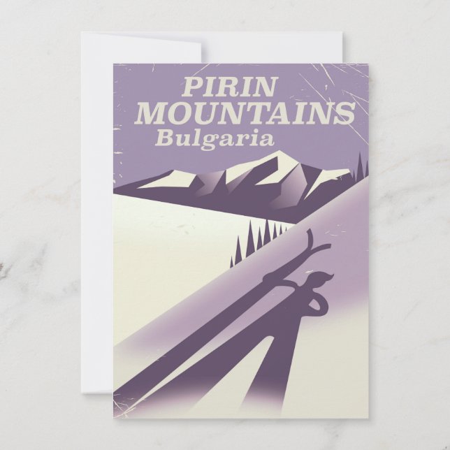 Pirin Mountains Bulgaria ski poster Invitation (Back)