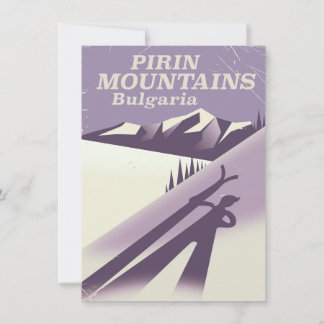 Pirin Mountains Bulgaria ski poster Invitation