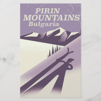 Pirin Mountains Bulgaria ski poster Stationery