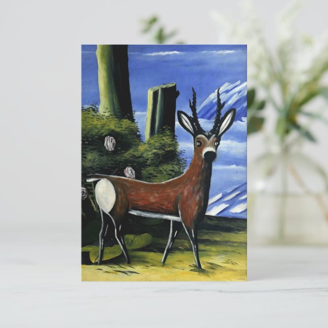 Pirosmani - Roe Deer Flat Greeting Card (Standing Front)