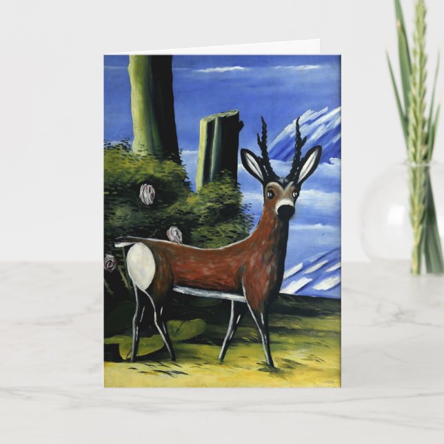 Pirosmani - Roe Deer, Landscape in the Background Card (Front)