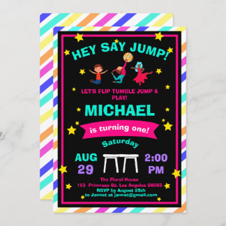Pirouette Cute Gymnastics Jump & Play Birthday Invitation