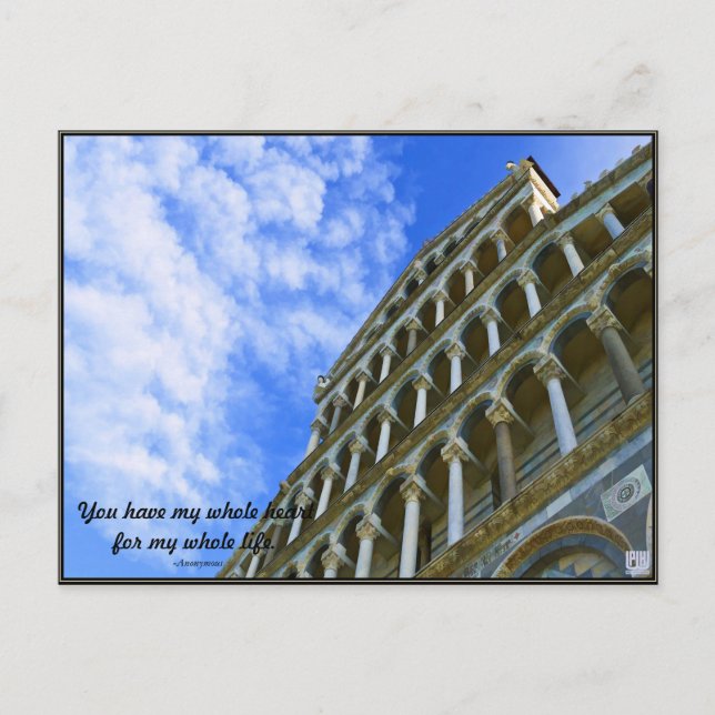 Pisa Cathedral with Love Quote Postcard (Front)