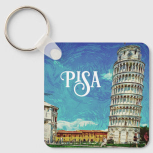 Pisa Italy europe Paint Colorful Key Ring