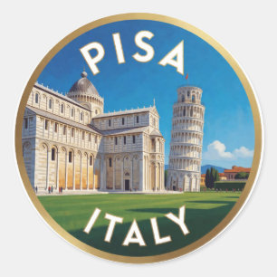 Pisa Italy Landmark Travel Illustration ✨ Classic Round Sticker