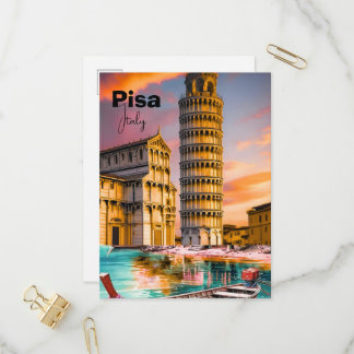 Pisa Italy Travel Postcard, Pisa Travel Art Postca Invitation Postcard